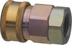 Parker - 1-1/2 Thread Stainless Steel Hydraulic Hose Valved Coupler - 1,500 psi, 175 GPM - Exact Tool & Supply