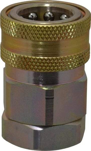 Parker - 3/4 Thread Steel Hydraulic Hose Valved Coupler - 3,500 psi, 52 GPM - Exact Tool & Supply