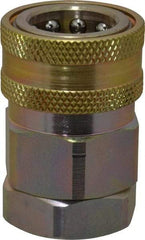 Parker - 3/4 Thread Steel Hydraulic Hose Valved Coupler - 3,500 psi, 52 GPM - Exact Tool & Supply