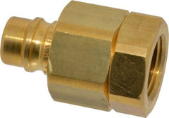 Parker - 1/2 Thread Brass Hydraulic Hose Valved Coupler - 2,000 psi, 30 GPM - Exact Tool & Supply