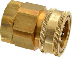 Parker - 1 Thread Brass Hydraulic Hose Valved Coupler - 1,750 psi, 80 GPM - Exact Tool & Supply