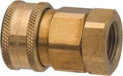 Parker - 3/8 Thread Brass Hydraulic Hose Valved Coupler - 2,250 psi, 12 GPM - Exact Tool & Supply