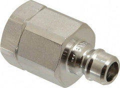 Parker - 1/4 Thread Stainless Steel Hydraulic Hose Valved Coupler - 5,000 psi, 8 GPM - Exact Tool & Supply