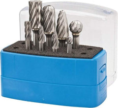 Made in USA - 8 Piece, 1/4" Shank Burr Set - Tungsten Carbide, Multiple Head Shape - Exact Tool & Supply