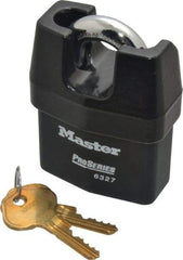 Master Lock - 3/4" Shackle Clearance, Keyed Alike Padlock - 7/16" Shackle Width, 7/16" Shackle Diam, Laminated Steel - Exact Tool & Supply