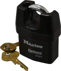 Master Lock - 3/4" Shackle Clearance, Keyed Alike Padlock - 3/8" Shackle Width, 3/8" Shackle Diam, Laminated Steel - Exact Tool & Supply