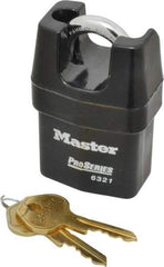 Master Lock - 3/4" Shackle Clearance, Keyed Different Padlock - 5/16" Shackle Width, 5/16" Shackle Diam, Laminated Steel - Exact Tool & Supply