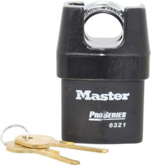 Master Lock - 3/4" Shackle Clearance, Keyed Alike Padlock - 5/16" Shackle Width, 5/16" Shackle Diam, Laminated Steel - Exact Tool & Supply