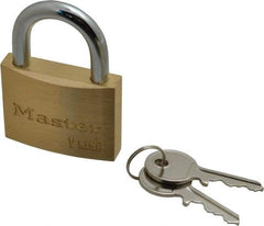 Master Lock - 15/16" Shackle Clearance, Keyed Alike Padlock - 9/32" Shackle Diam, Brass - Exact Tool & Supply