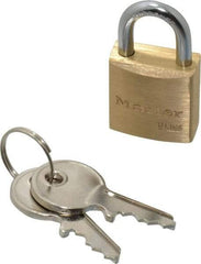 Master Lock - 7/16" Shackle Clearance, Keyed Alike Padlock - 5/32" Shackle Diam, Brass - Exact Tool & Supply