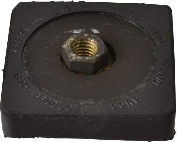 Tech Products - 350 Lb Capacity, 1/2-13 Thread, 5/8" OAL, Steel Stud, Tapped Pivotal Socket Mount Leveling Pad & Mount - 3" Base Diam, Neoprene Pad - Exact Tool & Supply