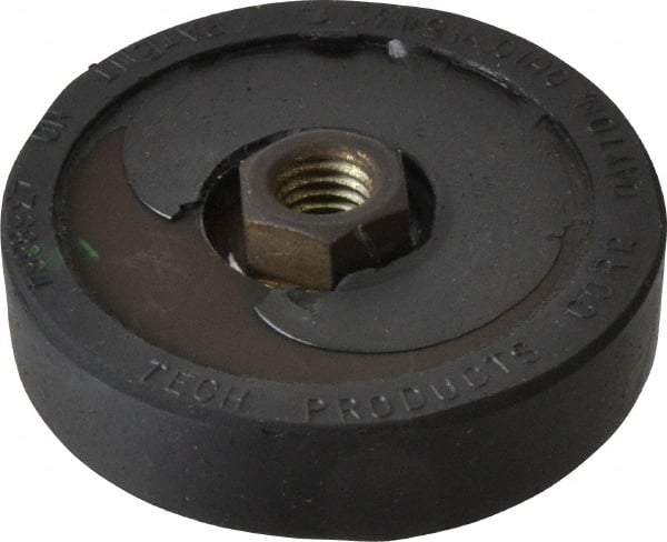 Tech Products - 700 Lb Capacity, 1/2-13 Thread, 3/4" OAL, Steel Stud, Tapped Pivotal Socket Mount Leveling Pad & Mount - 3" Base Diam, Neoprene Pad - Exact Tool & Supply