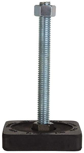 Tech Products - 350 Lb Capacity, 1/2-13 Thread, Steel Stud, Studded Pivotal Socket Mount Leveling Pad & Mount - 5" Stud Length, 3" Base Diam, Neoprene Pad - Exact Tool & Supply