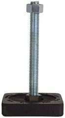 Tech Products - 350 Lb Capacity, 1/2-13 Thread, Steel Stud, Studded Pivotal Socket Mount Leveling Pad & Mount - 5" Stud Length, 3" Base Diam, Neoprene Pad - Exact Tool & Supply