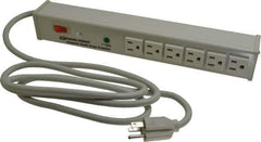 Wiremold - 6 Outlets, 120 Volts, 15 Amps, 6' Cord, Power Outlet Strip - 1 Circuits, Free Hanging Mount, 5-15P NEMA Configuration, UL Listed File 1449 - Exact Tool & Supply