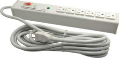 Wiremold - 6 Outlets, 120 Volts, 15 Amps, 15' Cord, Power Outlet Strip - 1 Circuits, Free Hanging Mount, 5-15P NEMA Configuration, UL Listed File 1449 - Exact Tool & Supply