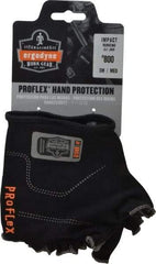 Ergodyne - Size S/M (7-8) Cotton Spandex Anti-Vibration/Impact Protection Work Gloves - For Mechanic's & Lifting, Uncoated, Slip-On Cuff, Half Fingered, Black, Paired - Exact Tool & Supply