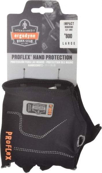 Ergodyne - Size L/XL (9) Cotton Spandex Anti-Vibration/Impact Protection Work Gloves - For Mechanic's & Lifting, Uncoated, Slip-On Cuff, Half Fingered, Black, Paired - Exact Tool & Supply