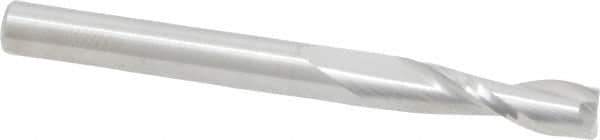RobbJack - 3/16", 5/8" LOC, 3/16" Shank Diam, 2" OAL, 2 Flute, Solid Carbide Square End Mill - Single End, Uncoated, Spiral Flute, 30° Helix, Centercutting, Right Hand Cut, Right Hand Flute, Series NR-204 - Exact Tool & Supply