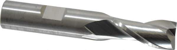 RobbJack - 1/2", 1" LOC, 1/2" Shank Diam, 3" OAL, 2 Flute, Solid Carbide Square End Mill - Single End, Uncoated, Spiral Flute, 30° Helix, Centercutting, Right Hand Cut, Right Hand Flute, Series NR-204 - Exact Tool & Supply