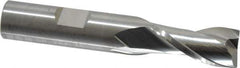 RobbJack - 1/2", 1" LOC, 1/2" Shank Diam, 3" OAL, 2 Flute, Solid Carbide Square End Mill - Single End, Uncoated, Spiral Flute, 30° Helix, Centercutting, Right Hand Cut, Right Hand Flute, Series NR-204 - Exact Tool & Supply