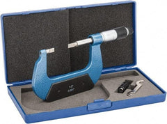 Value Collection - 1" to 2" Mechanical Enamel Coated Blade Micrometer - 0.001" Graduation, 0.0276" Blade Thickness, Ratchet-Friction Thimble - Exact Tool & Supply