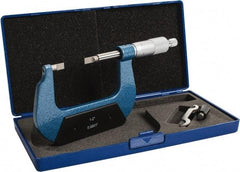 Value Collection - 1" to 2" Mechanical Enamel Coated Blade Micrometer - 0.0001" Graduation, 0.0276" Blade Thickness, Ratchet-Friction Thimble - Exact Tool & Supply