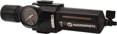 Norgren - 1/2" NPT Port Standard 1 Piece Filter/Regulator FRL Unit - Metal Bowl, 212 SCFM, 250 Max psi, 11.93" High x 3.15" Long, Manual Drain - Exact Tool & Supply