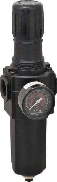 Norgren - 3/4" NPT Port Standard 1 Piece Filter/Regulator FRL Unit - Metal Bowl, 212 SCFM, 250 Max psi, 11.93" High x 3.15" Long, Automatic Drain - Exact Tool & Supply