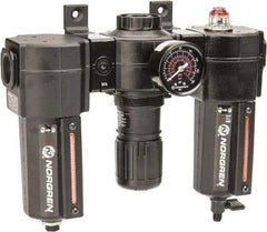 Norgren - 3/4" NPT Port Standard 3 Piece Filter-Regulator-Lubricator FRL Unit - Metal Bowl, 138 SCFM, 250 Max psi, 97" High x 10.52" Long, Automatic Drain - Exact Tool & Supply