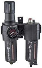 Norgren - 1/2" NPT Port Standard 2 Piece Filter/Regulator-Lubricator FRL Unit - Metal Bowl, 138 SCFM, 250 Max psi, 11.93" High x 6.84" Long, Automatic Drain - Exact Tool & Supply
