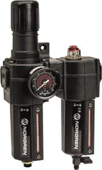 Norgren - 3/4" NPT Port Standard 2 Piece Filter/Regulator-Lubricator FRL Unit - Metal Bowl, 138 SCFM, 250 Max psi, 11.93" High x 6.84" Long, Automatic Drain - Exact Tool & Supply