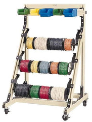 Qualtech - 300 Lb Capacity, 33-39/64" Wide x 36" Long x 54" High Wire Spool Cart - 3 Slot, Aluminum, 4 Glides - Exact Tool & Supply