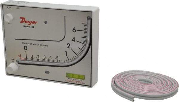 Dwyer - 15 Max psi, 3% Accuracy, Plastic Manometer - 15 Maximum PSI, 7 Inch Water Column, 140°F Max - Exact Tool & Supply