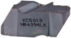 Kennametal - 4094NR K Grade KC5010, 4.78mm Cutting Width Carbide Grooving Insert - 6.35mm Max Depth of Cut, Left Hand, 2.39mm Corner Radius, TiAlN Finish - Exact Tool & Supply