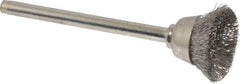 Anderson - 9/16" Diam, 1/8" Shank Diam, Stainless Steel Fill Cup Brush - 0.005 Wire Diam, 25,000 Max RPM - Exact Tool & Supply