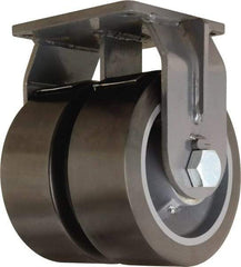 Hamilton - 10" Diam x 4" Wide x 13" OAH Top Plate Mount Dual Rigid Caster - Polyurethane Mold on Forged Steel, 13,000 Lb Capacity, Tapered Roller Bearing, 8-1/2 x 8-1/2" Plate - Exact Tool & Supply