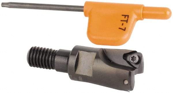 Kennametal - 5/8" Cut Diam, 0.033" Max Depth, M8 Modular Connection Indexable High-Feed Helical End Mill - Screw Holding Method, WP..0302.. Insert, KF Toolholder, Through Coolant - Exact Tool & Supply