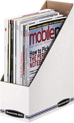 BANKERS BOX - White/Blue Magazine Stand - Corrugated Cardboard - Exact Tool & Supply