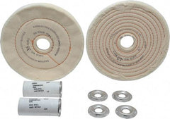 Dico - 6" Diam Cushion Sewn, Spiral Sewn Buffing Wheel Set - 1/2 - 1" Arbor Hole, Emery - Exact Tool & Supply