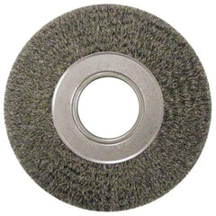 Anderson - 7" OD, 2" Arbor Hole, Crimped Steel Wheel Brush - 1-3/4" Face Width, 1-5/8" Trim Length, 0.0118" Filament Diam, 6,000 RPM - Exact Tool & Supply