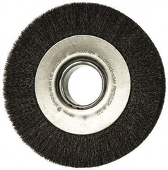 Anderson - 8" OD, 2" Arbor Hole, Crimped Steel Wheel Brush - 1-5/8" Face Width, 1-1/2" Trim Length, 0.006" Filament Diam, 4,500 RPM - Exact Tool & Supply
