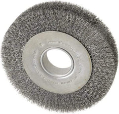 Anderson - 8" OD, 2" Arbor Hole, Crimped Steel Wheel Brush - 1-5/8" Face Width, 1-1/2" Trim Length, 0.0118" Filament Diam, 4,500 RPM - Exact Tool & Supply