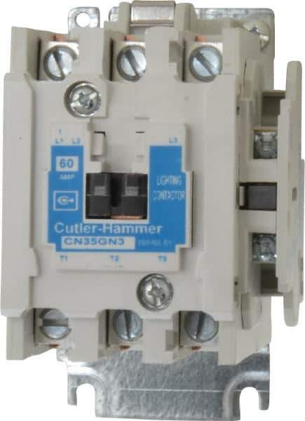 Eaton Cutler-Hammer - No Enclosure, 3 Pole, Electrically Held Lighting Contactor - 60 A at 480 V (Tungsten), 60 A at 600 V (Ballast or Mercury Vapor), 110 VAC at 50 Hz, 120 VAC at 60 Hz - Exact Tool & Supply