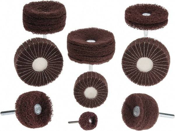 Superior Abrasives - 4 Piece Stem Mounted Wheel Kit - 120, 180 & 320 Grit, Fine, Very Fine & Extra Fine Grade, Mounted on 1/4" Shank - Exact Tool & Supply