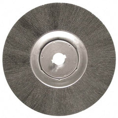 Anderson - 12" OD, 1-1/4" Arbor Hole, Crimped Steel Wheel Brush - 1/2" Face Width, 3" Trim Length, 0.006" Filament Diam, 3,000 RPM - Exact Tool & Supply