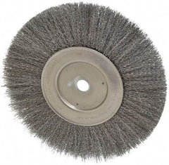 Anderson - 10" OD, 3/4" Arbor Hole, Crimped Steel Wheel Brush - 1/2" Face Width, 2-15/32" Trim Length, 0.014" Filament Diam, 3,600 RPM - Exact Tool & Supply