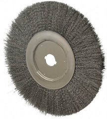Anderson - 12" OD, 1-1/4" Arbor Hole, Crimped Steel Wheel Brush - 1/2" Face Width, 3" Trim Length, 0.0118" Filament Diam, 3,000 RPM - Exact Tool & Supply