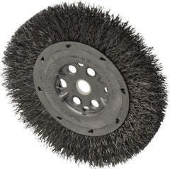 Anderson - 6" OD, 5/8" Arbor Hole, Crimped Steel Wheel Brush - 3/4" Face Width, 1-1/8" Trim Length, 0.014" Filament Diam, 6,000 RPM - Exact Tool & Supply