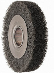 Anderson - 8" OD, 2" Arbor Hole, Crimped Steel Wheel Brush - 1-5/8" Face Width, 1-1/2" Trim Length, 0.01" Filament Diam, 4,500 RPM - Exact Tool & Supply